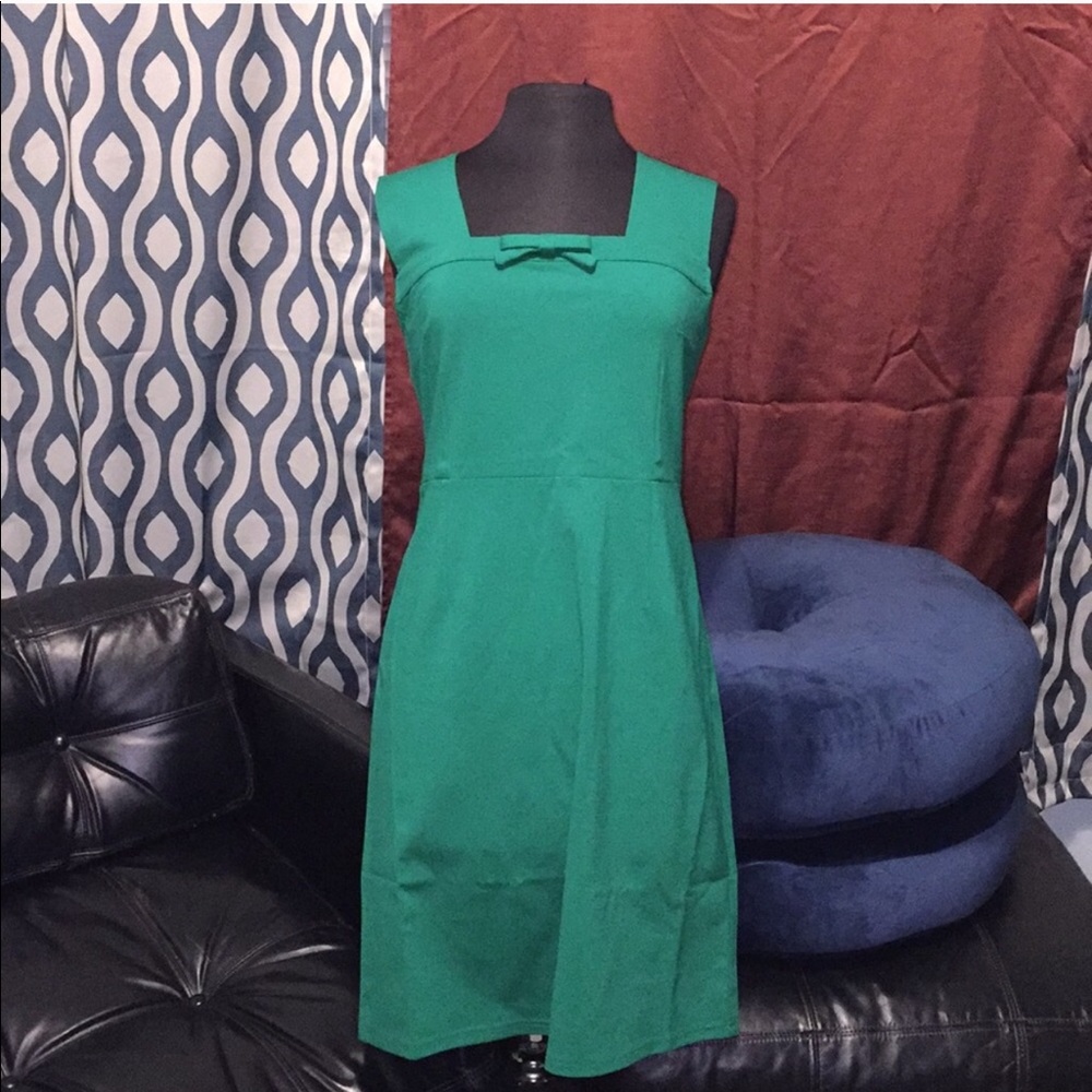 ModCloth Emerald Green Sleeveless Bow Dress